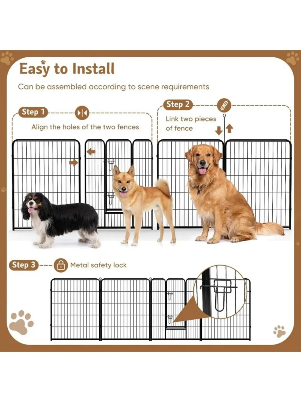40-Inch 8-Panel Dog Playpen - Indoor/Outdoor Metal Pet Fence for Safety & Play